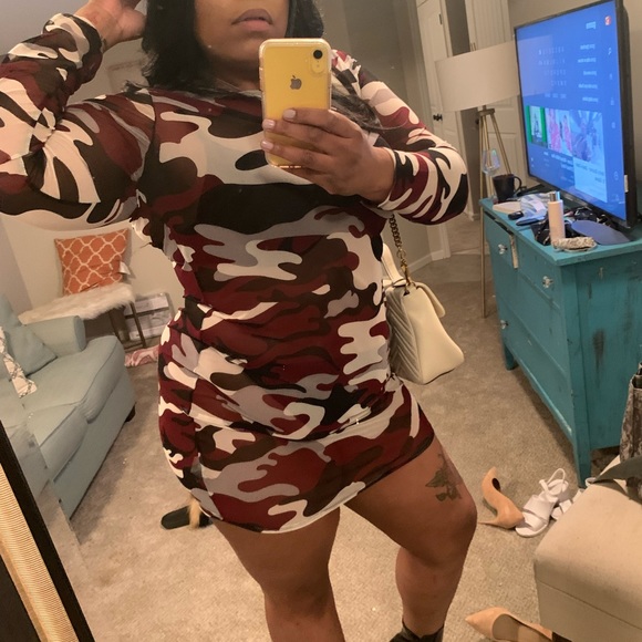 Plus Size Sheer Camo Dress - Picture 3 of 4